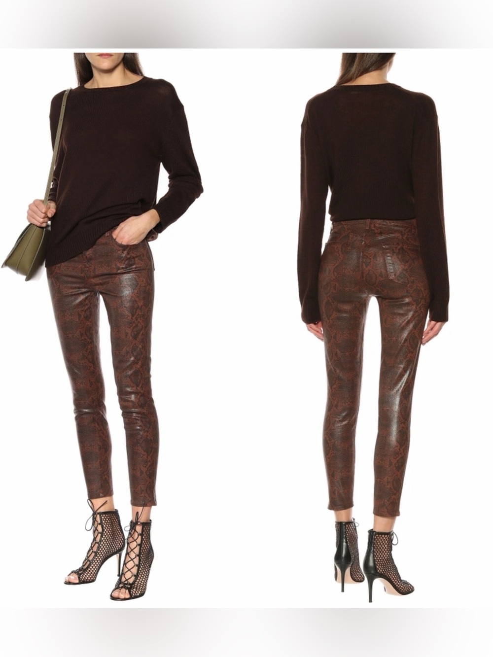 J Brand Alana Dark Eclair Coated Boa Skinny Pants